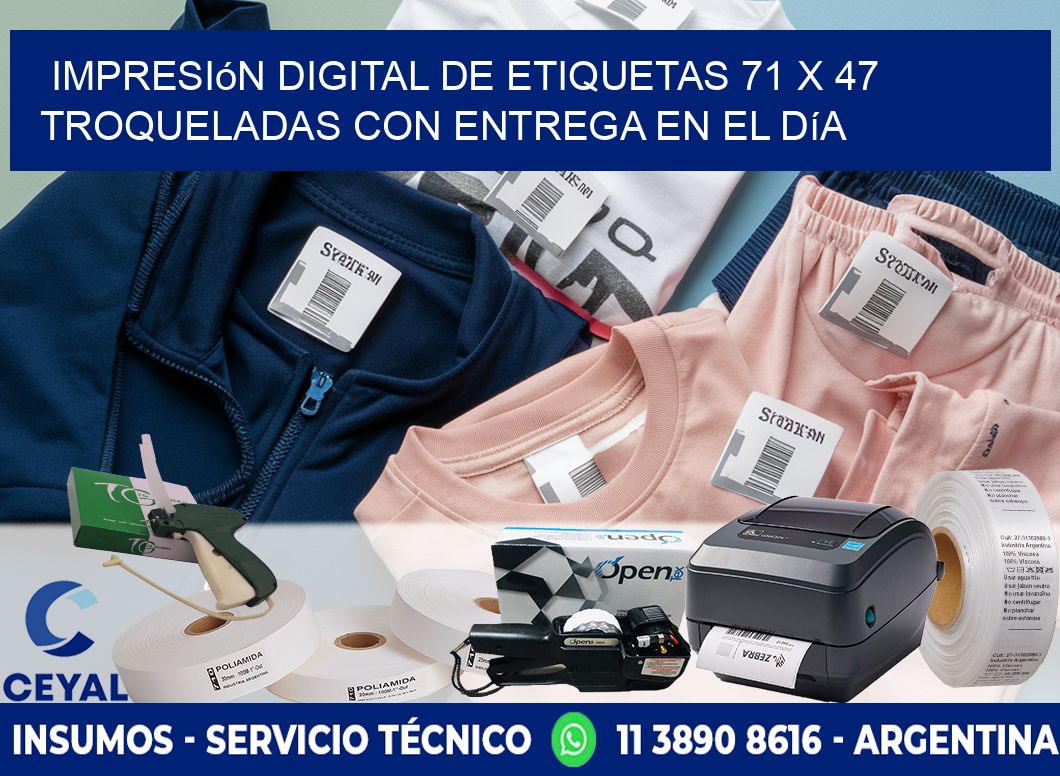 Impresión digital de etiquetas 71 x 47 troqueladas con entrega en el día