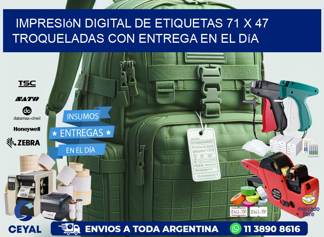 Impresión digital de etiquetas 71 x 47 troqueladas con entrega en el día