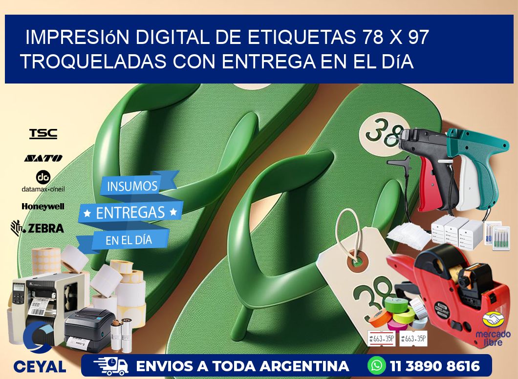 Impresión digital de etiquetas 78 x 97 troqueladas con entrega en el día