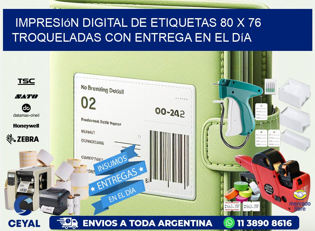 Impresión digital de etiquetas 80 x 76 troqueladas con entrega en el día