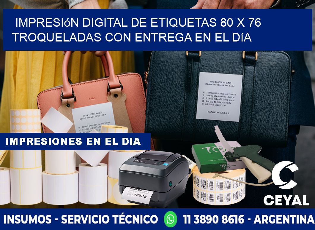 Impresión digital de etiquetas 80 x 76 troqueladas con entrega en el día