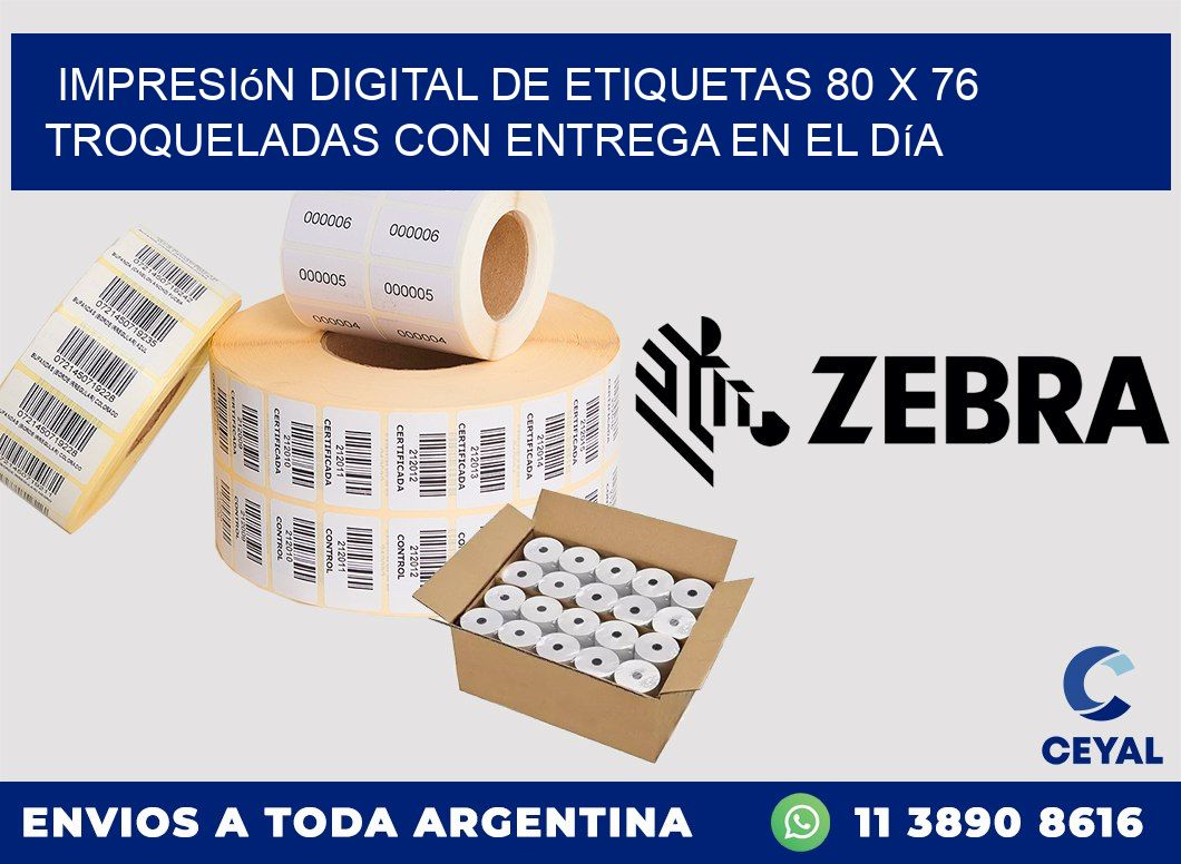 Impresión digital de etiquetas 80 x 76 troqueladas con entrega en el día