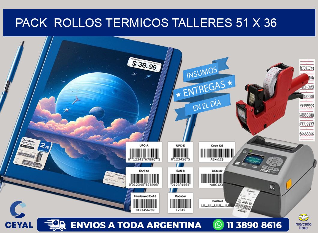 Pack  ROLLOS TERMICOS TALLERES 51 x 36