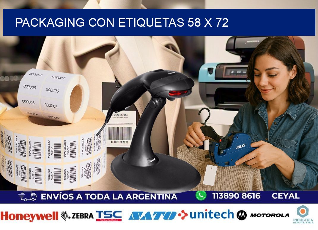 Packaging con etiquetas 58 x 72