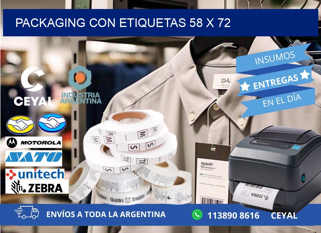 Packaging con etiquetas 58 x 72