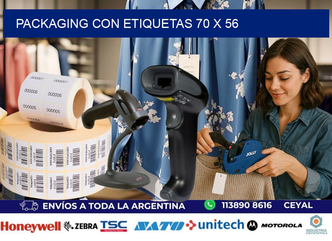 Packaging con etiquetas 70 x 56