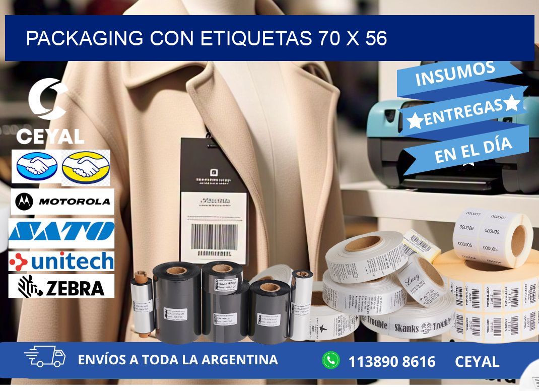 Packaging con etiquetas 70 x 56
