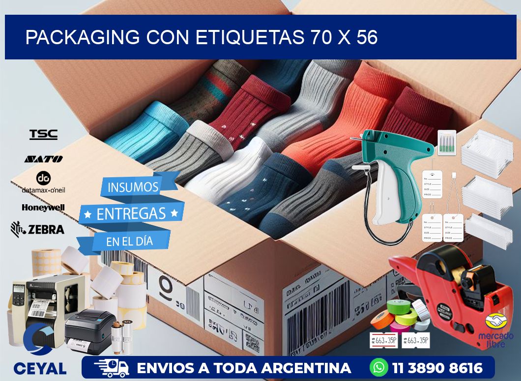 Packaging con etiquetas 70 x 56