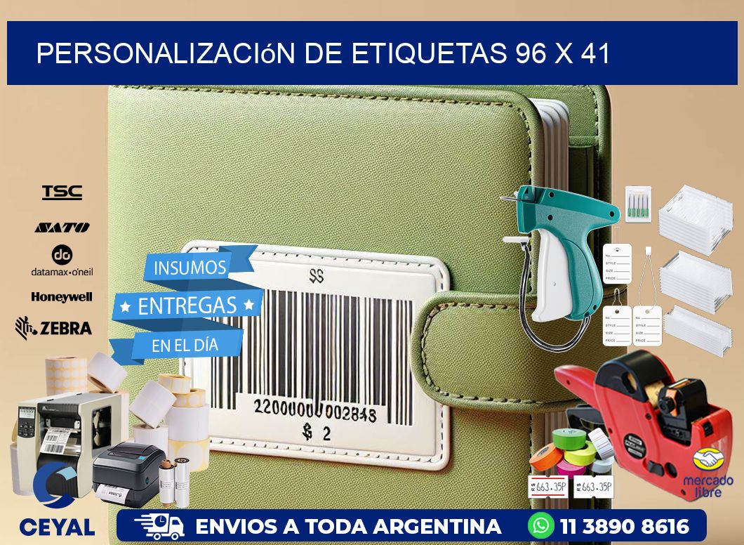 Personalización de etiquetas 96 x 41