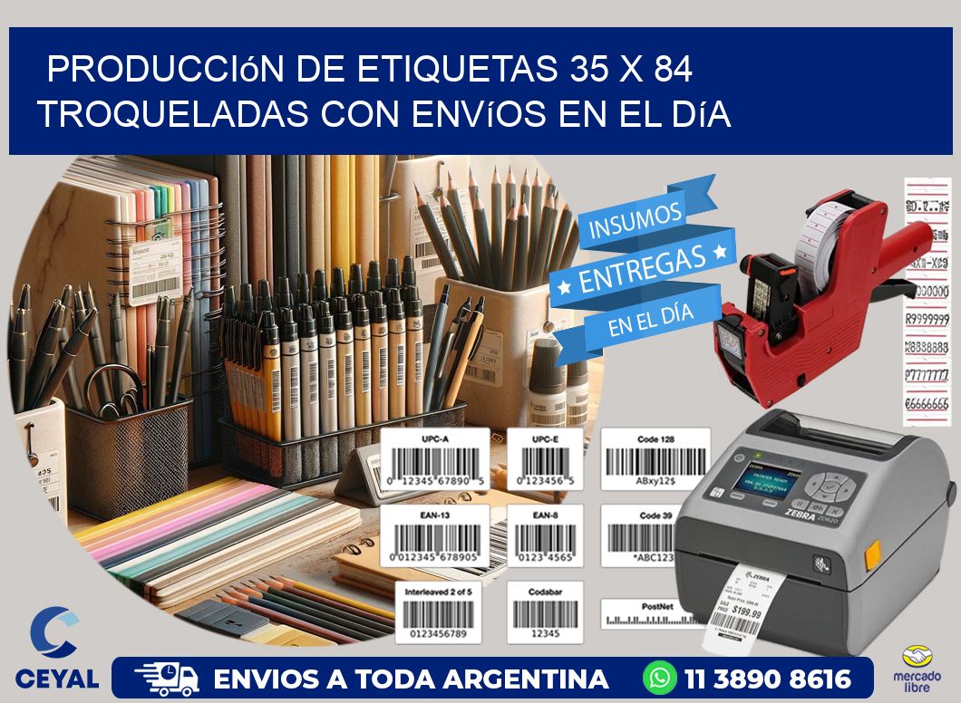 Producción de etiquetas 35 x 84 troqueladas con envíos en el día