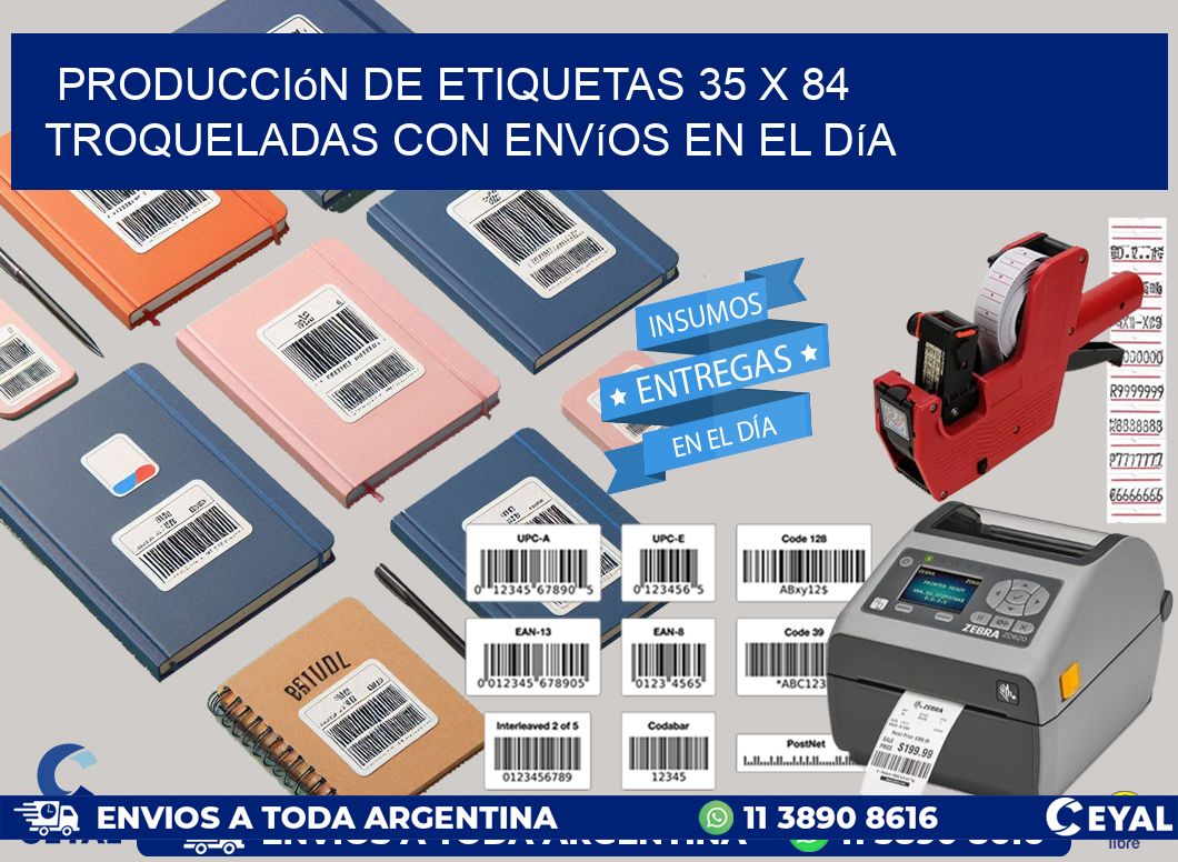 Producción de etiquetas 35 x 84 troqueladas con envíos en el día