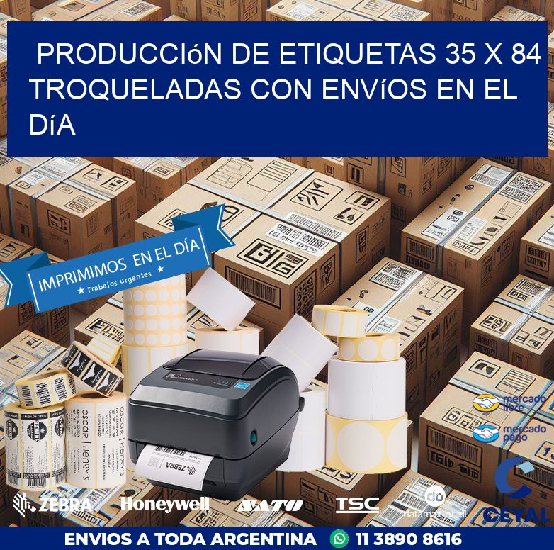 Producción de etiquetas 35 x 84 troqueladas con envíos en el día