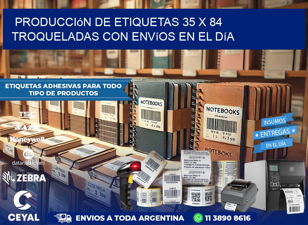 Producción de etiquetas 35 x 84 troqueladas con envíos en el día