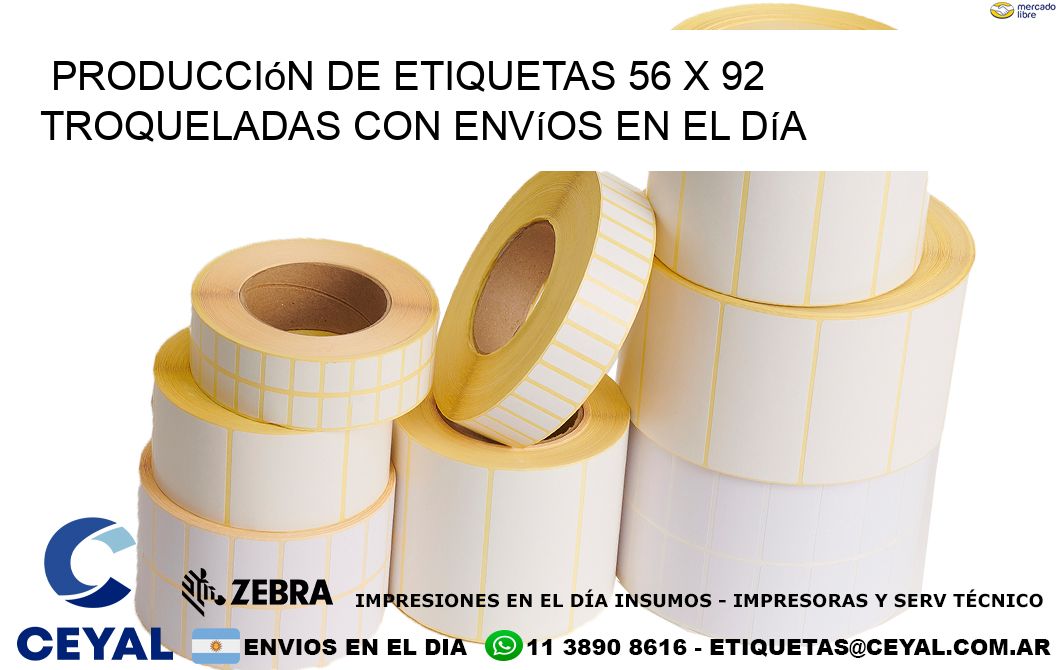 Producción de etiquetas 56 x 92 troqueladas con envíos en el día