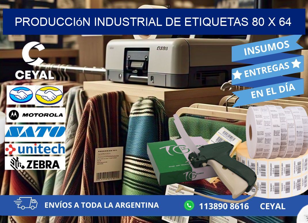 Producción industrial de etiquetas 80 x 64
