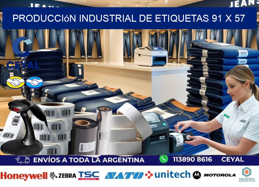 Producción industrial de etiquetas 91 x 57