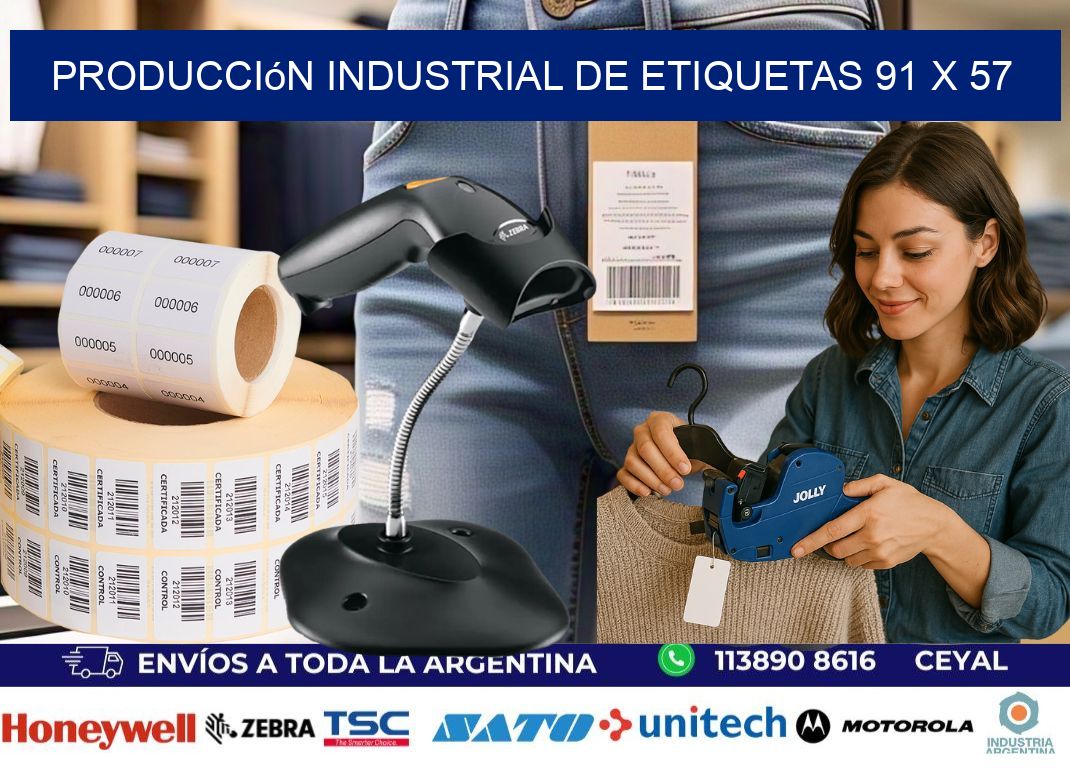 Producción industrial de etiquetas 91 x 57