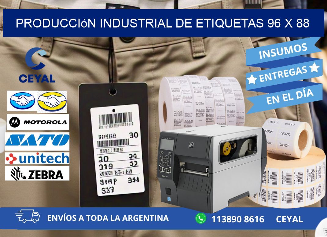 Producción industrial de etiquetas 96 x 88