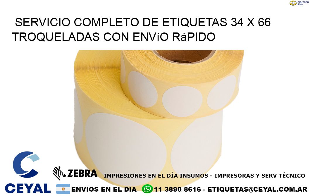 Servicio completo de etiquetas 34 x 66 troqueladas con envío rápido