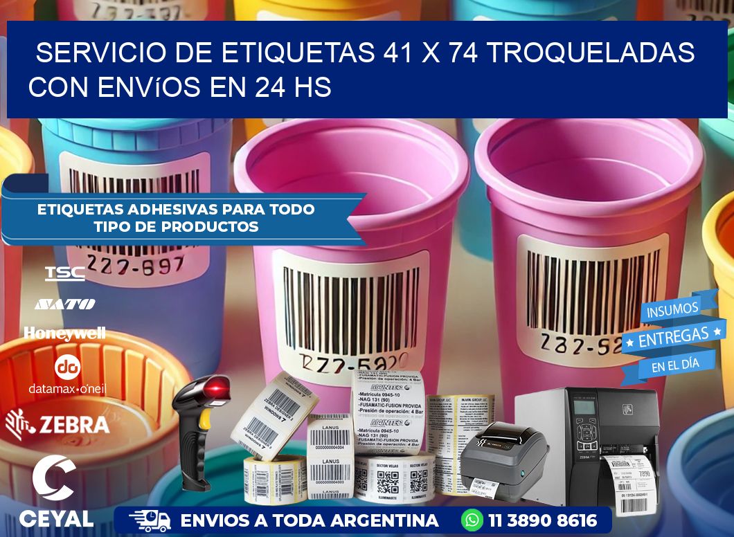 Servicio de etiquetas 41 x 74 troqueladas con envíos en 24 hs