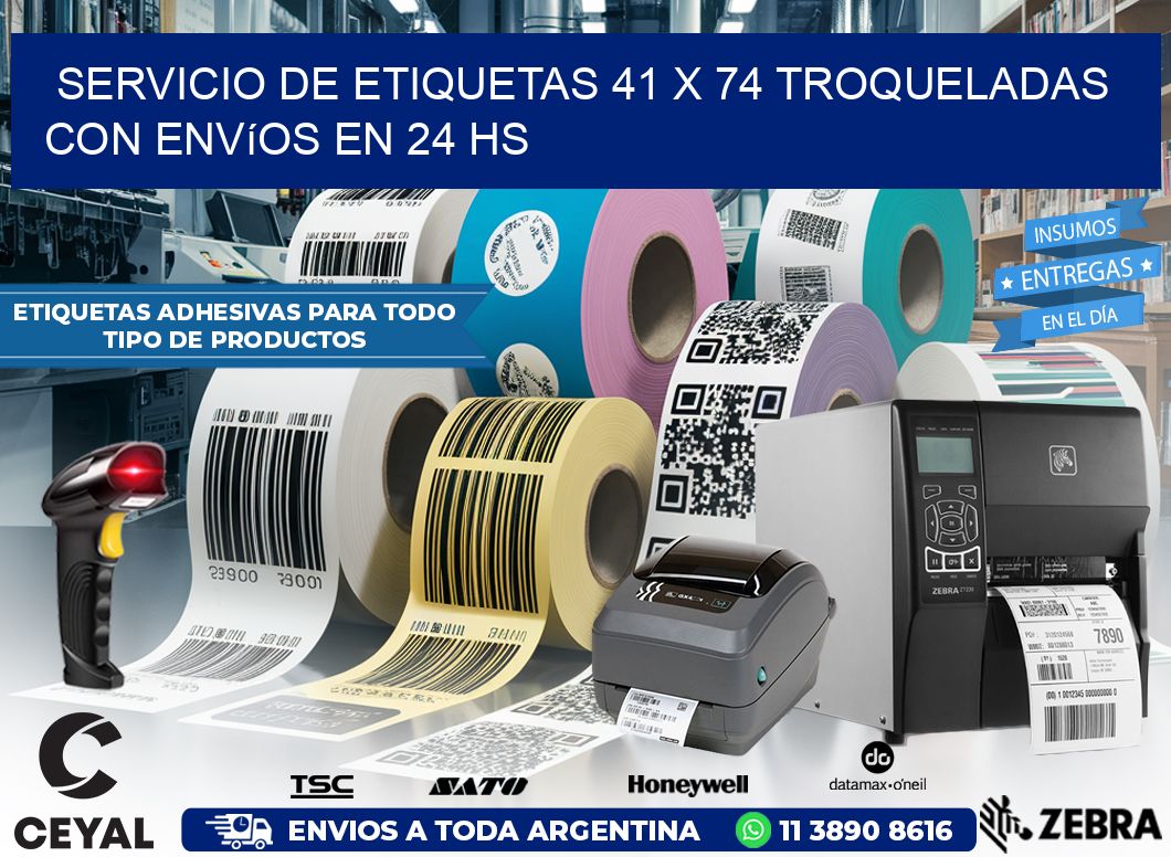 Servicio de etiquetas 41 x 74 troqueladas con envíos en 24 hs