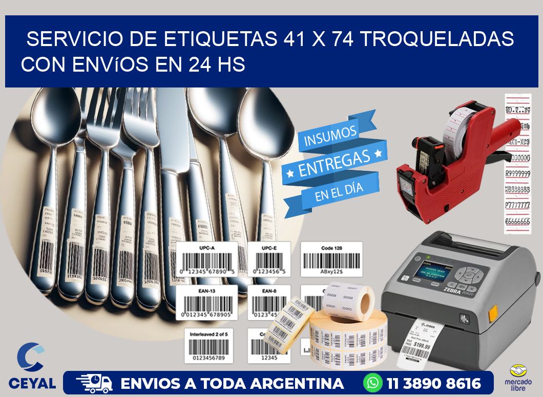 Servicio de etiquetas 41 x 74 troqueladas con envíos en 24 hs