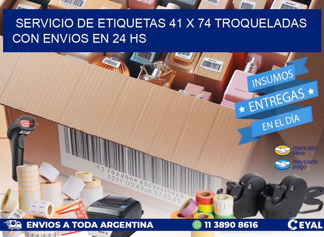 Servicio de etiquetas 41 x 74 troqueladas con envíos en 24 hs