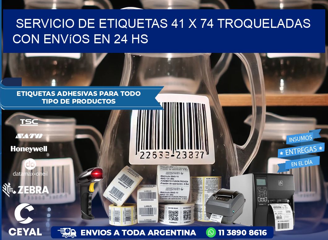 Servicio de etiquetas 41 x 74 troqueladas con envíos en 24 hs