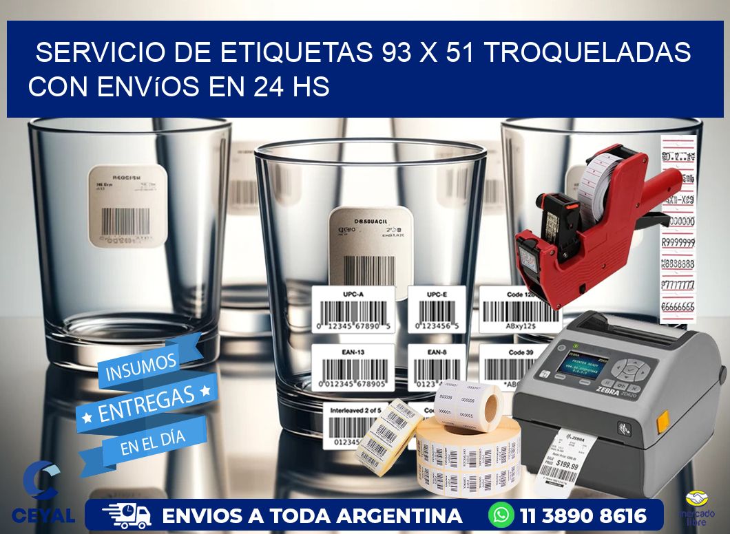 Servicio de etiquetas 93 x 51 troqueladas con envíos en 24 hs