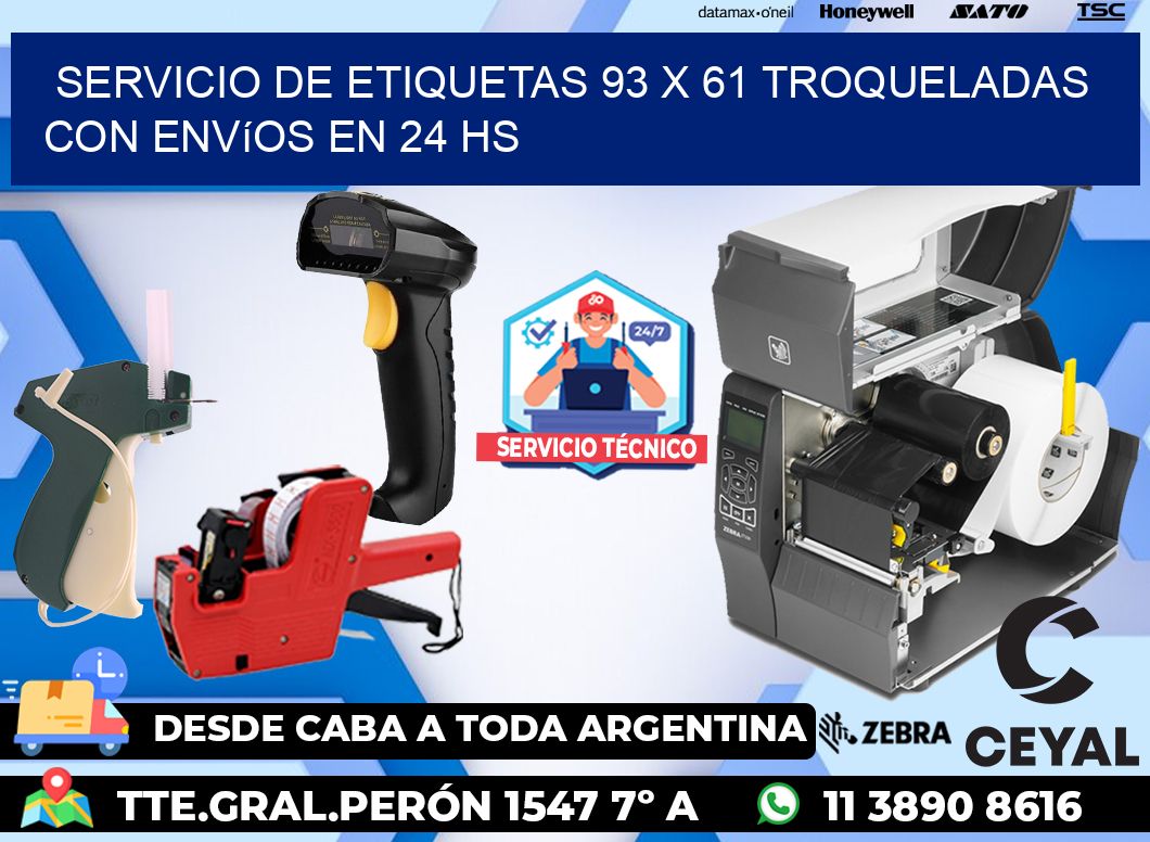Servicio de etiquetas 93 x 61 troqueladas con envíos en 24 hs