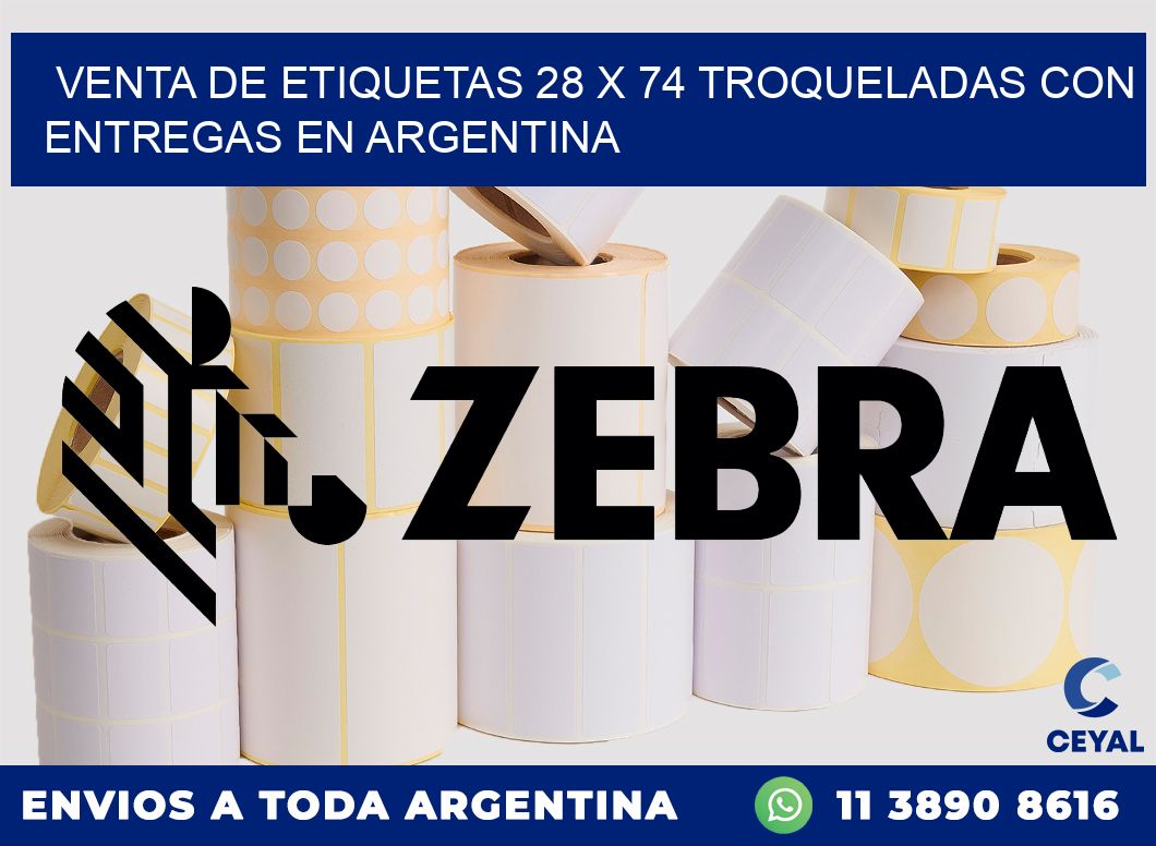 Venta de etiquetas 28 x 74 troqueladas con entregas en Argentina