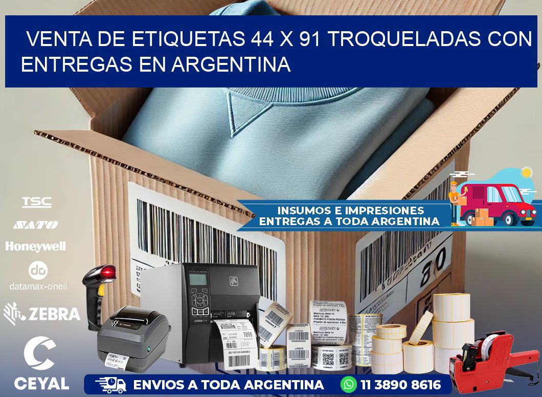 Venta de etiquetas 44 x 91 troqueladas con entregas en Argentina