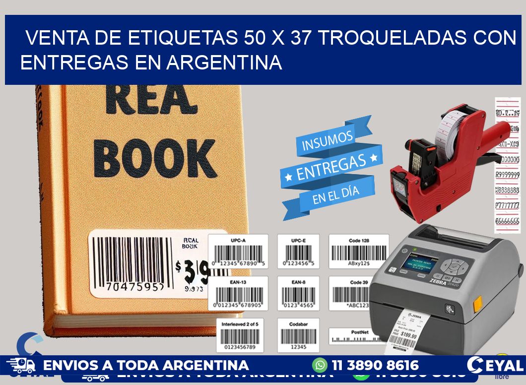 Venta de etiquetas 50 x 37 troqueladas con entregas en Argentina