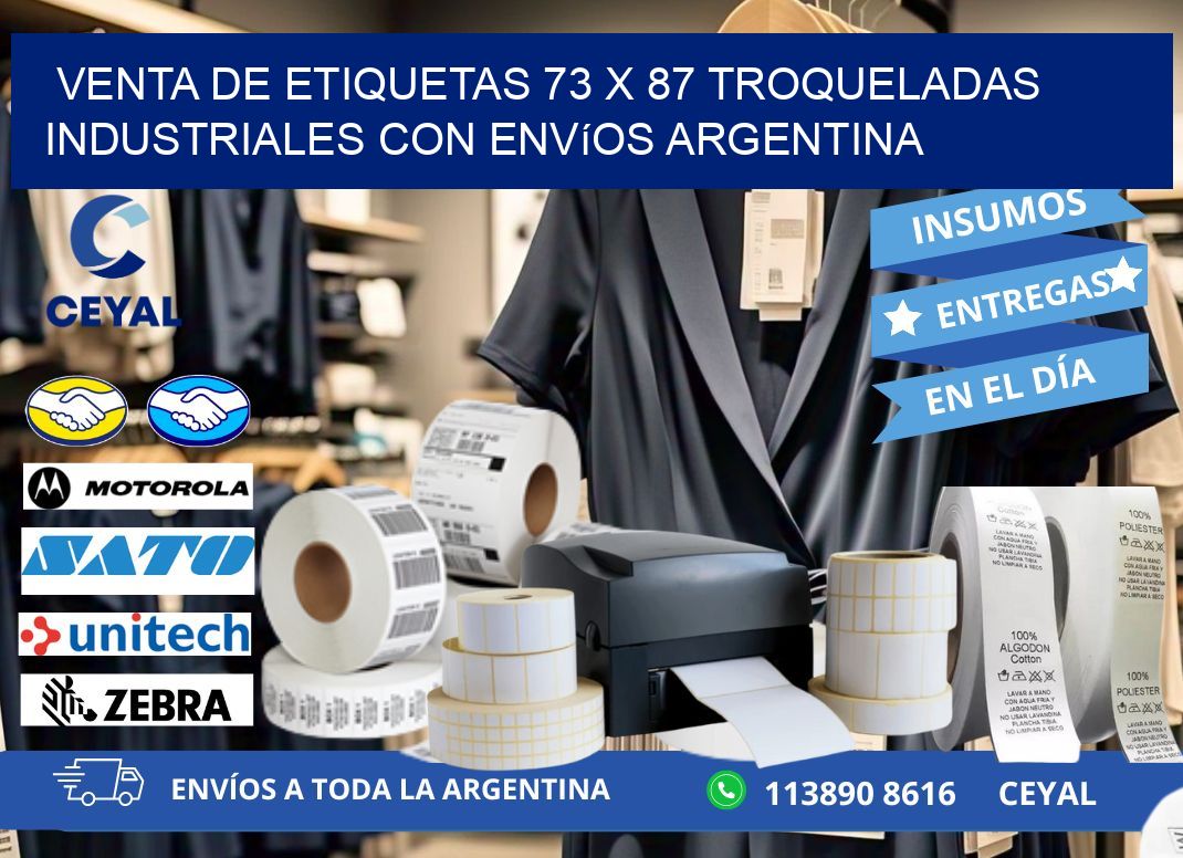 Venta de etiquetas 73 x 87 troqueladas industriales con envíos Argentina