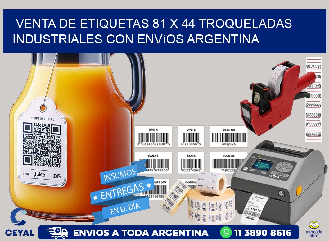 Venta de etiquetas 81 x 44 troqueladas industriales con envíos Argentina