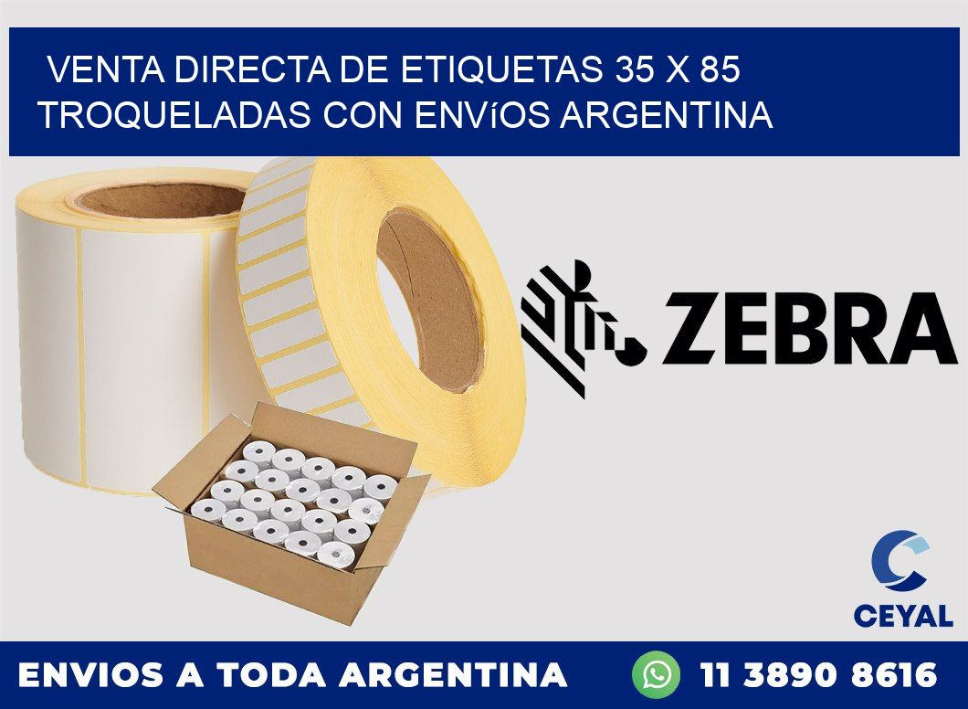 Venta directa de etiquetas 35 x 85 troqueladas con envíos Argentina