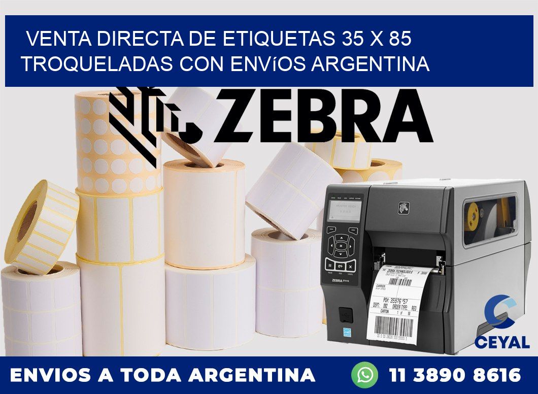 Venta directa de etiquetas 35 x 85 troqueladas con envíos Argentina