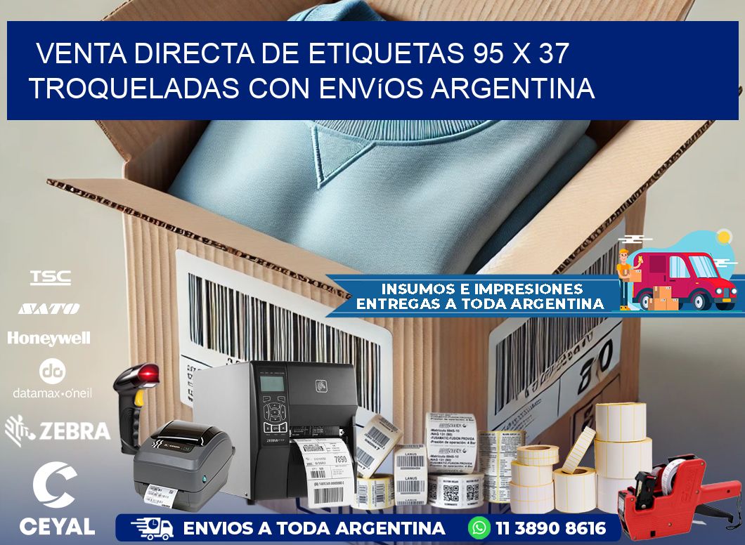 Venta directa de etiquetas 95 x 37 troqueladas con envíos Argentina