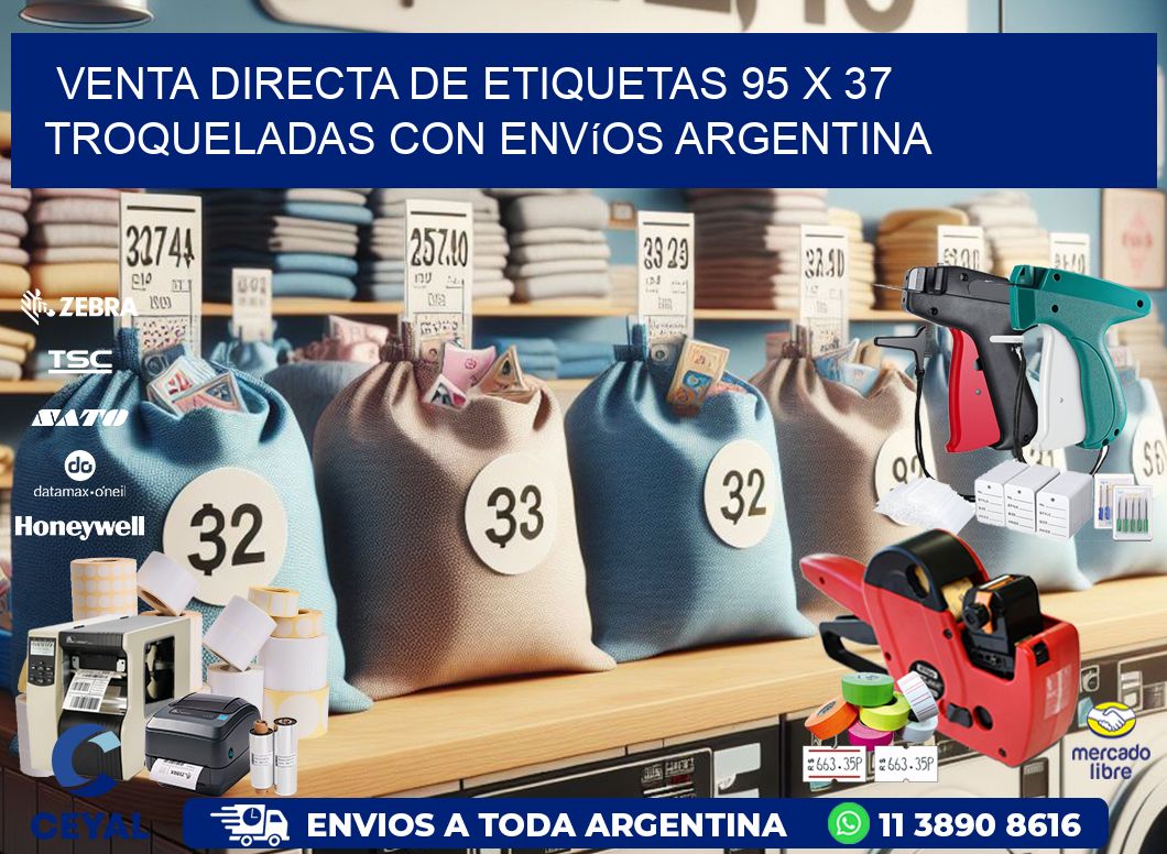 Venta directa de etiquetas 95 x 37 troqueladas con envíos Argentina