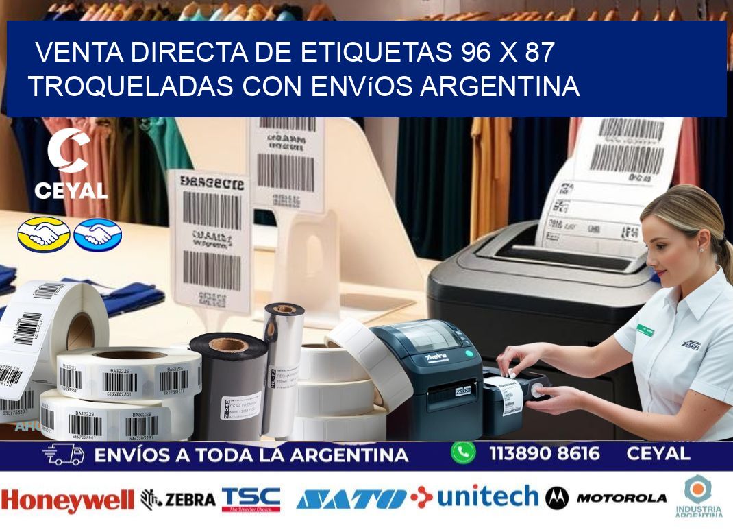 Venta directa de etiquetas 96 x 87 troqueladas con envíos Argentina
