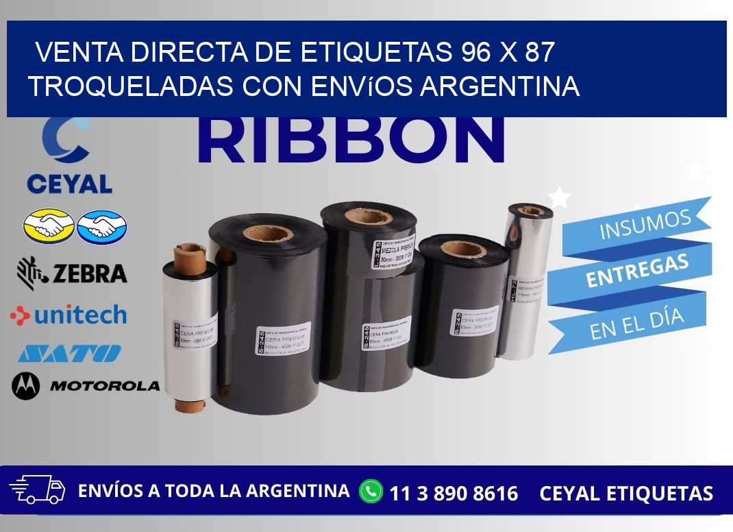 Venta directa de etiquetas 96 x 87 troqueladas con envíos Argentina