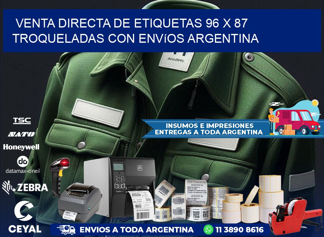 Venta directa de etiquetas 96 x 87 troqueladas con envíos Argentina