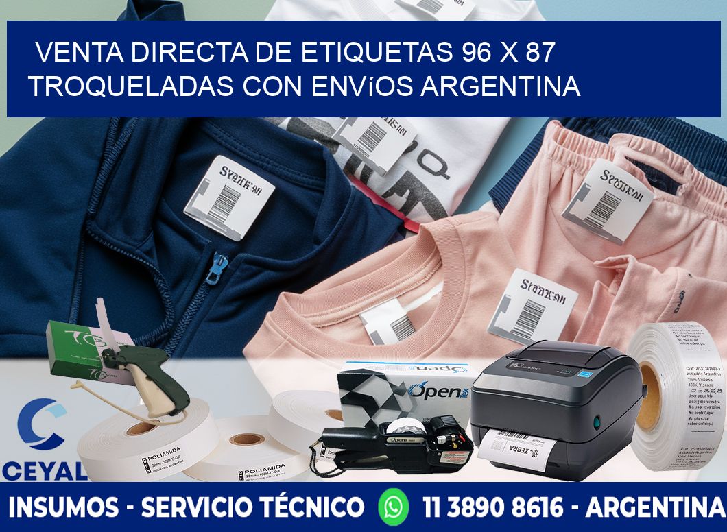 Venta directa de etiquetas 96 x 87 troqueladas con envíos Argentina