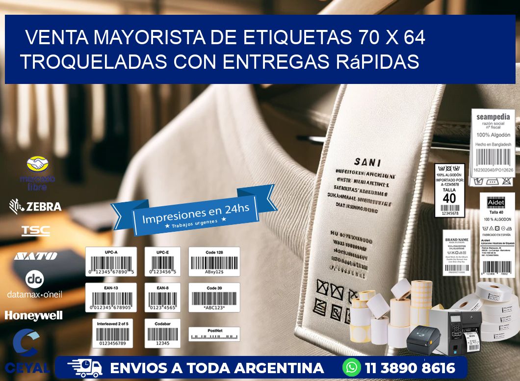 Venta mayorista de etiquetas 70 x 64 troqueladas con entregas rápidas