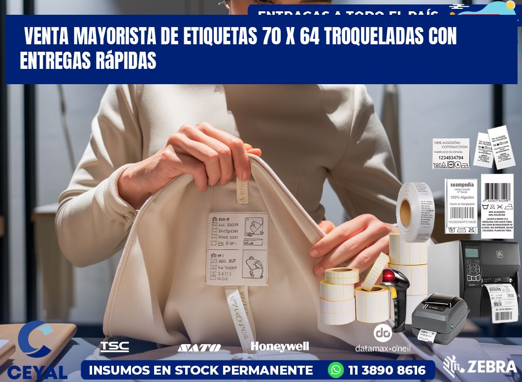 Venta mayorista de etiquetas 70 x 64 troqueladas con entregas rápidas