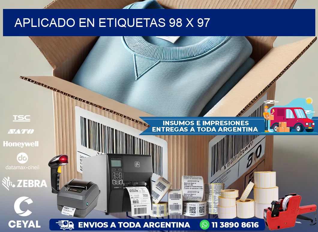 aplicado en etiquetas 98 x 97