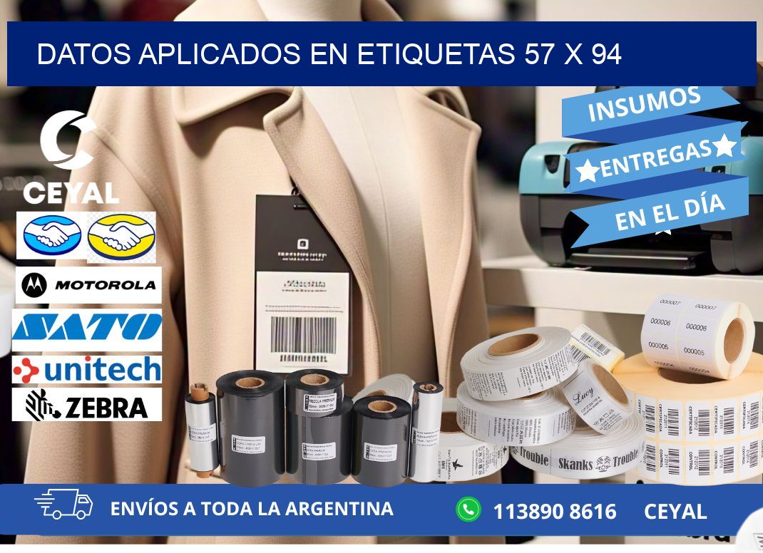 datos aplicados en etiquetas 57 x 94