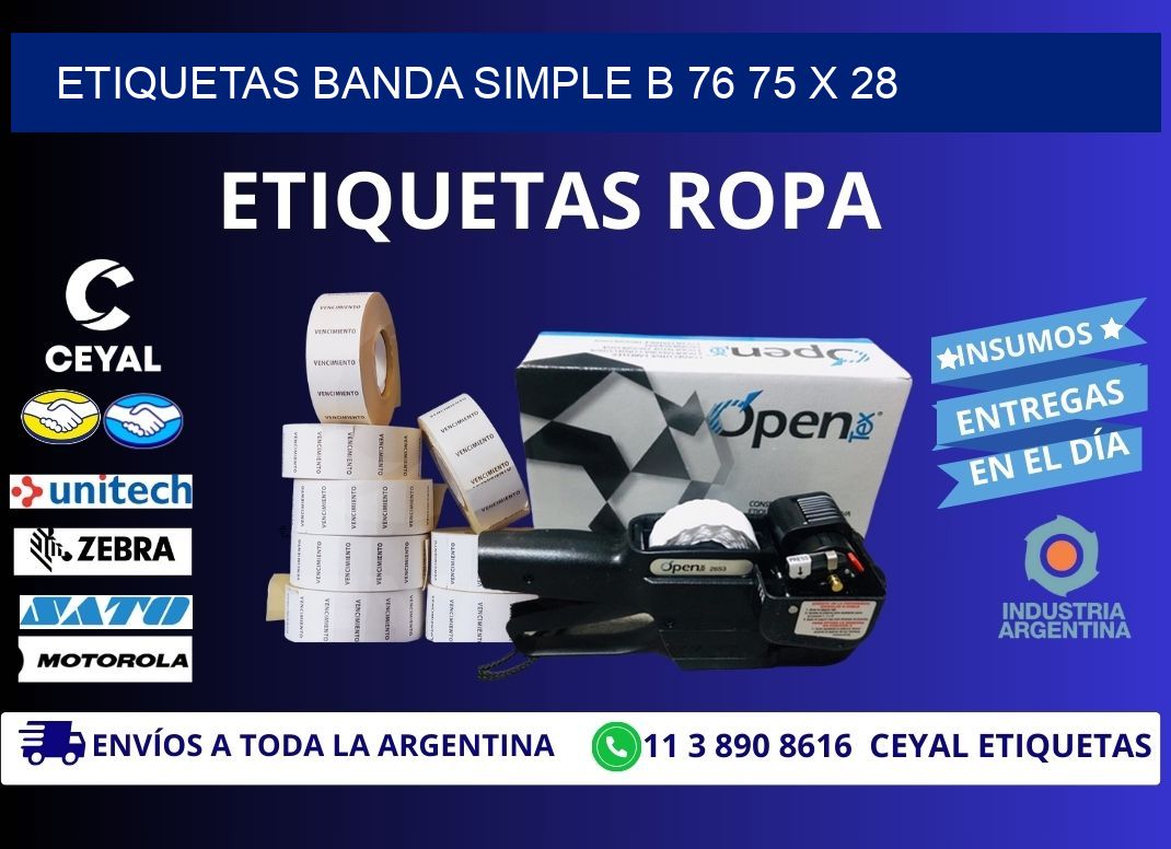 etiquetas banda simple b 76 75 x 28