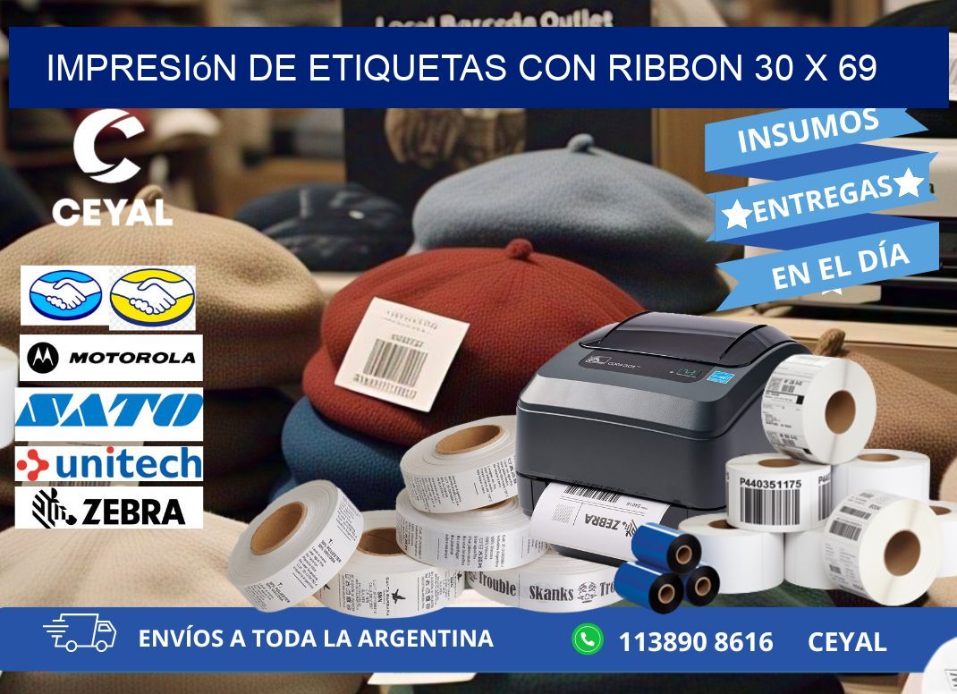 impresión de etiquetas con ribbon 30 x 69