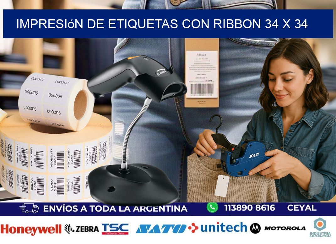 impresión de etiquetas con ribbon 34 x 34